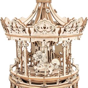Romantisches Karussell Mechanische Spieluhr 3D Holzpuzzle